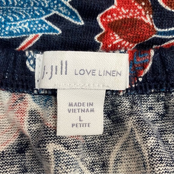 J Jill Love Linen Sarasa Ruffled Tropical Top Size Large Petite - Picture 7 of 9